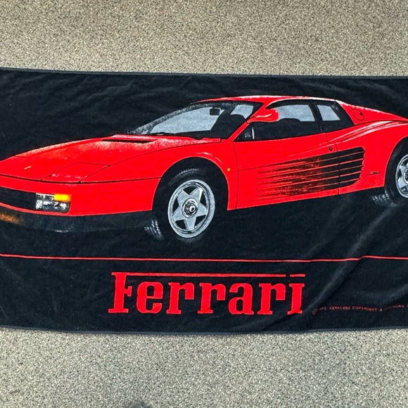 Vintage Ferrari Beach Towel 1990 Promotional Graphic 56.5 x 27” - Picture 1 of 4